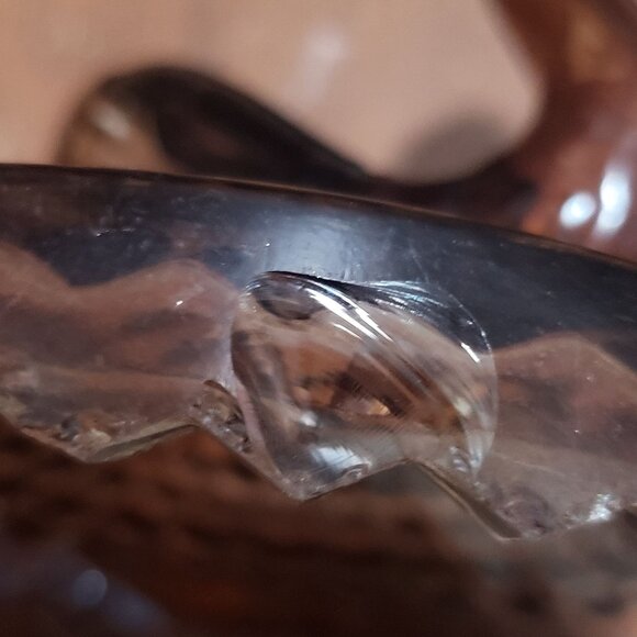 Vintage Cut Panel Glass Swan Lid Covered Powder Dish Trinket Box Vanity Jar - Picture 10 of 12